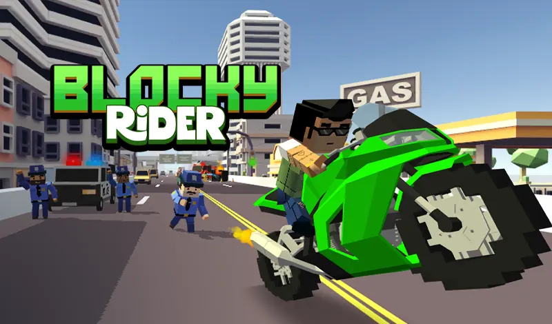 Blocky Rider: Ultimate 3D Motorcycle Traffic Survival Guide cover art